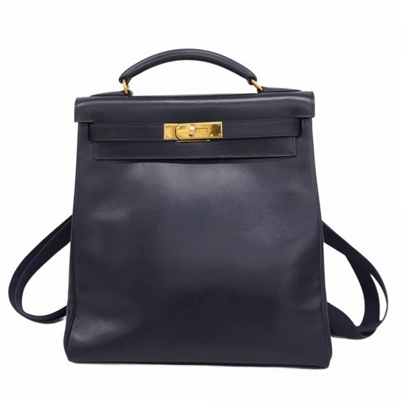 Hermes Hermès Kelly Ad GM Backpack/Daypack in Navy Box Calf Leather with C St... - Picture 1 of 16